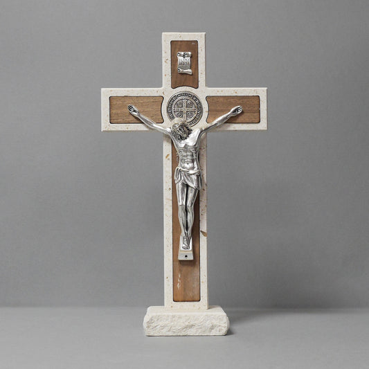 Cross with stand flat – stone / wood